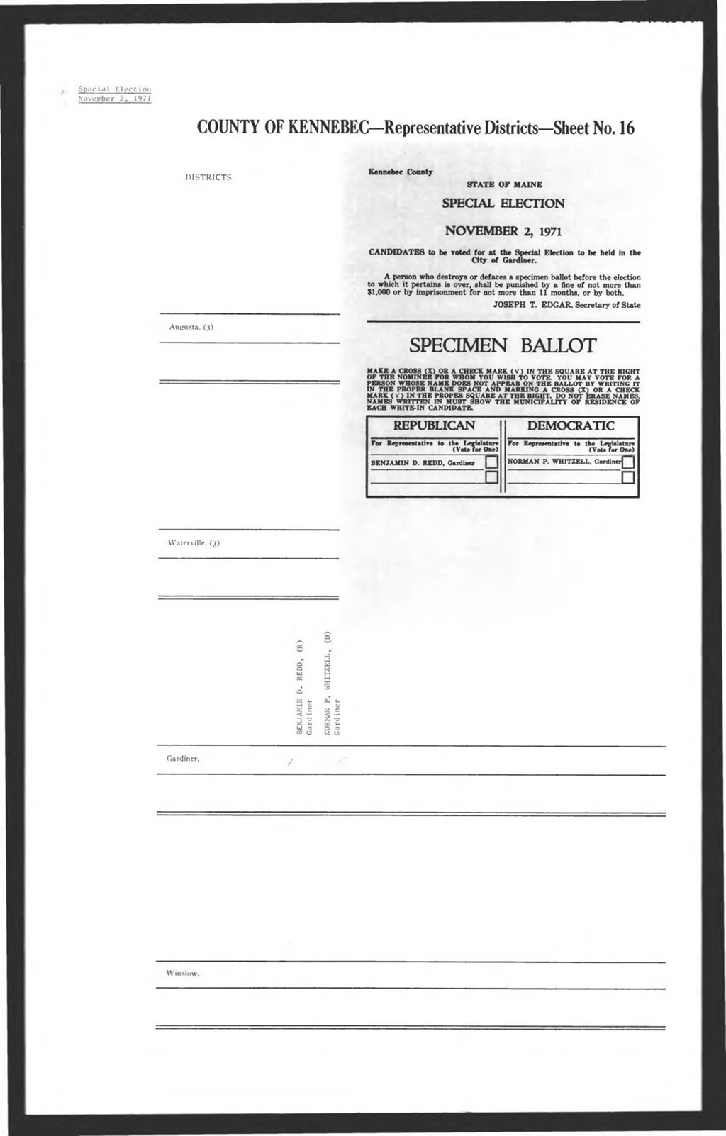 Miniature of Special Election: Referendum  & Proposed Constitutional Amendments