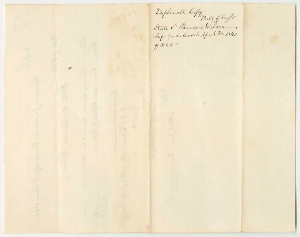 Miniature of Bills of Cost at the Supreme Judicial Court in York County, April Term 1840