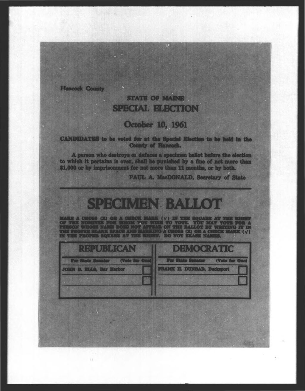Miniature of Special Election: Referendum & Proposed Constitutional Amendments