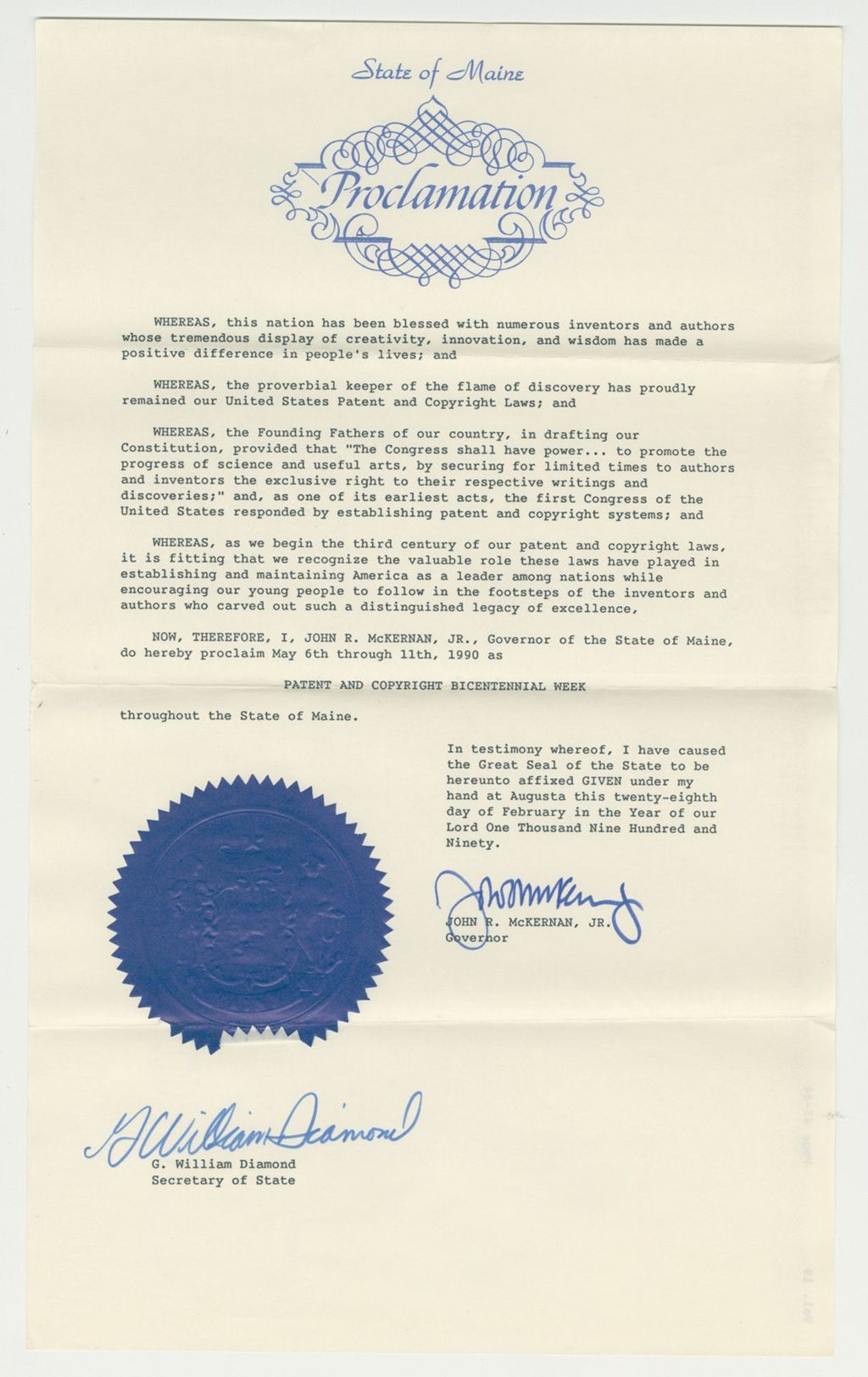 Miniature of Patent and Copyright Bicentennial Week