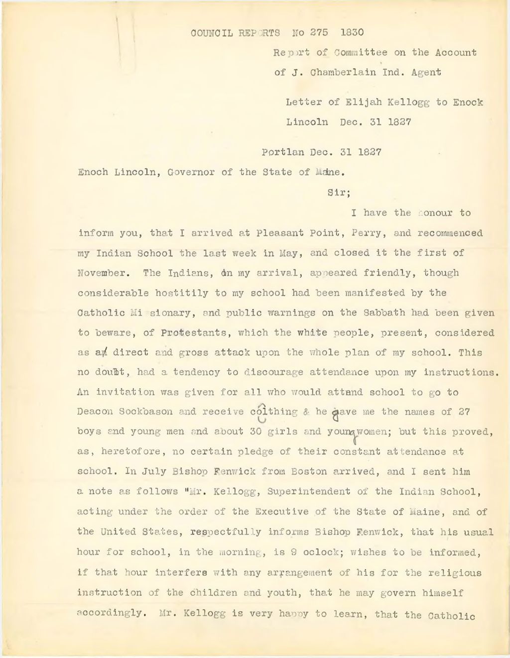 Miniature of Indian affairs documents from Maine Executive Council: 1830-1839