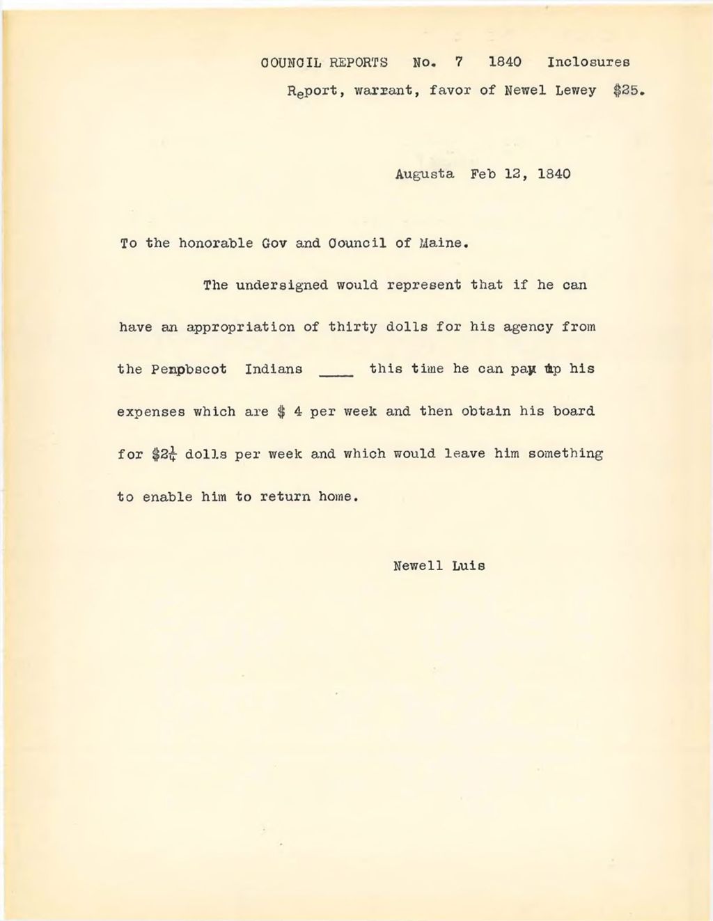 Miniature of Indian affairs documents from Maine Executive Council: 1840-1849