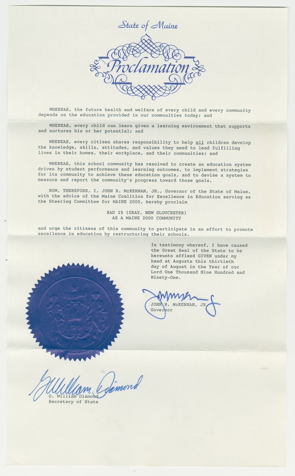 Miniature of SAD 15 (Gray, New Gloucester) as a Maine 2000 Community
