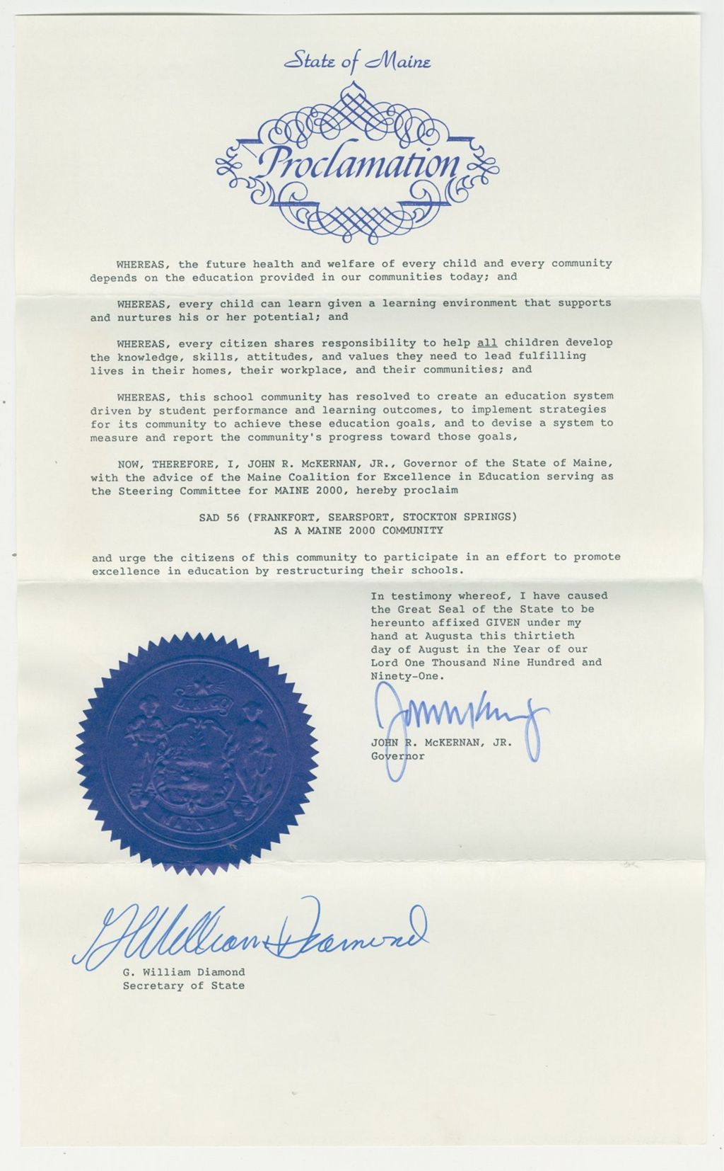Miniature of SAD 56 (Frankport, Searsport, Stockton Springs) as a Maine 2000 Community