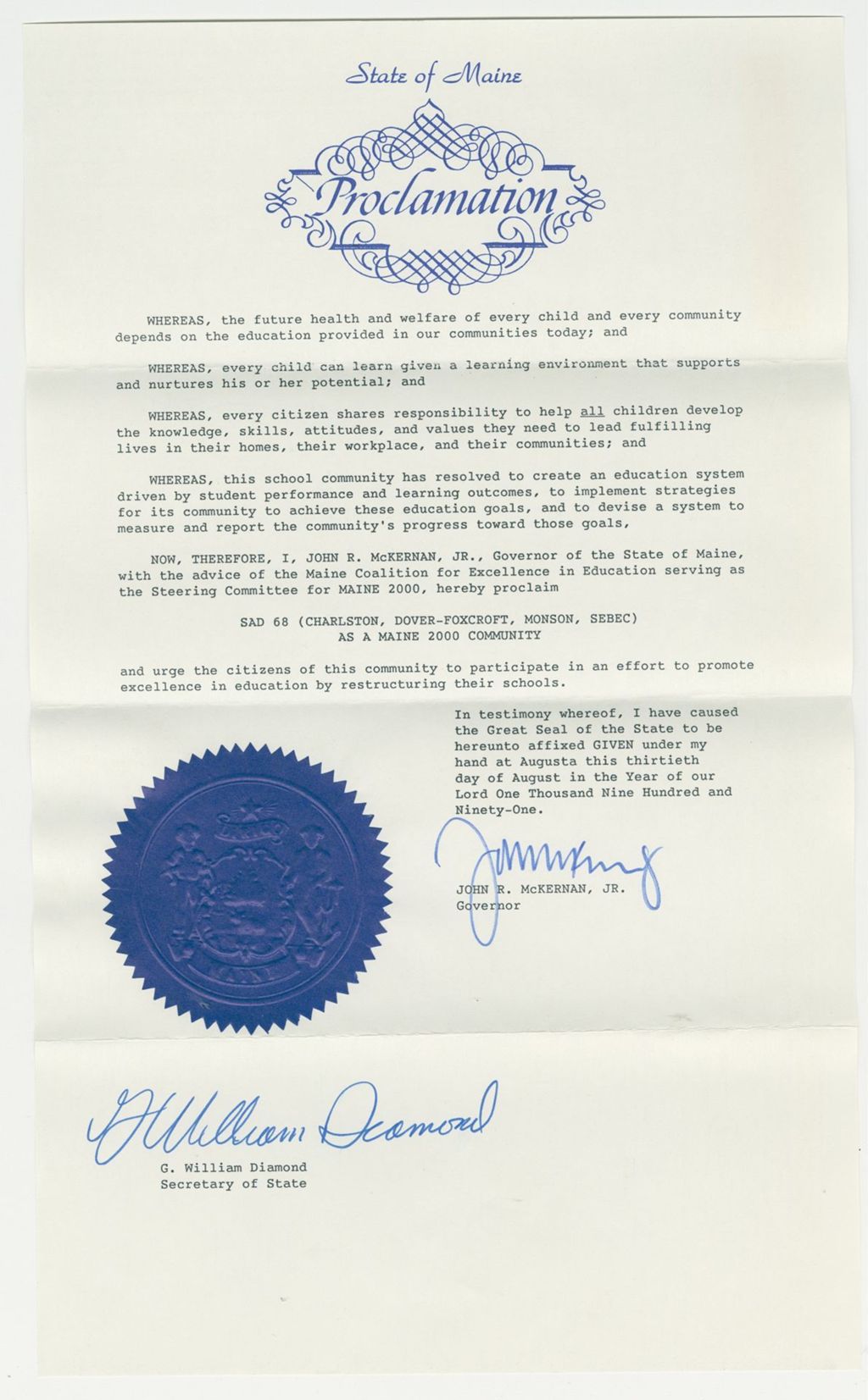 Miniature of SAD 68 (Charlston, Dover-Foxcroft, Monson, Sebec) as a Maine 2000 Community
