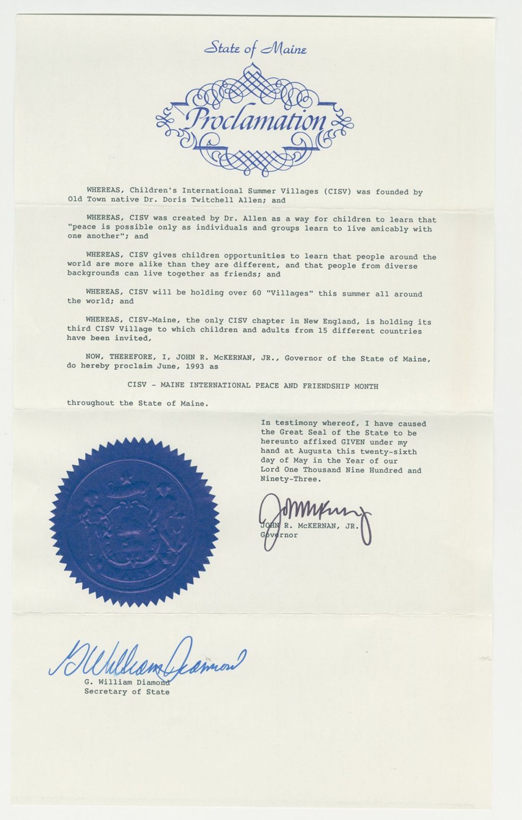 Miniature of CISV-Maine International Peace and Friendship Month