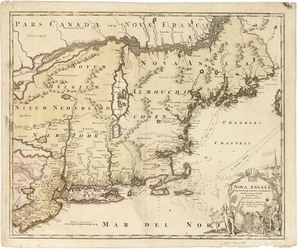 Miniature of Nova Anglia Septentrionali Americae implantata Anglorumque coloniis florentissima geographice exhibita, circa 1720
