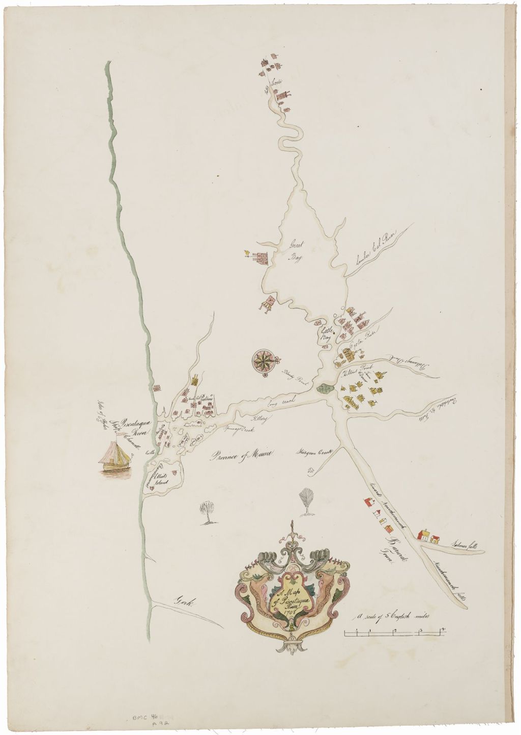Miniature of A Map of Piscataqua River, 1708