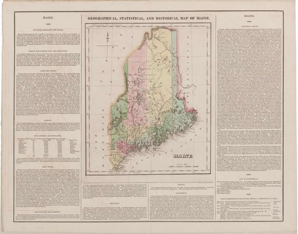 Miniature of Geographical, Statistical, and Historical Map of Maine, 1826