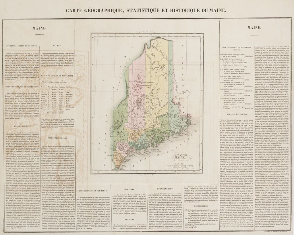 Miniature of Carte Geographique, Statistique et Historique du Maine, circa 1822