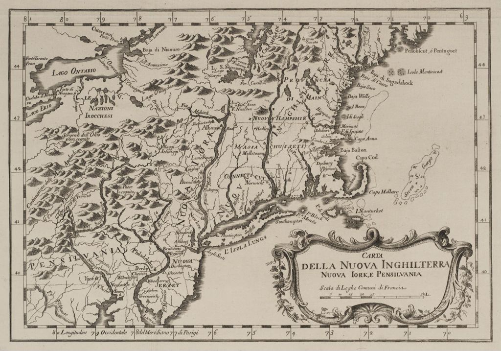Miniature of Carta Della Nuova Inghilterra Nuova Iork, e Pensilvania; 1763