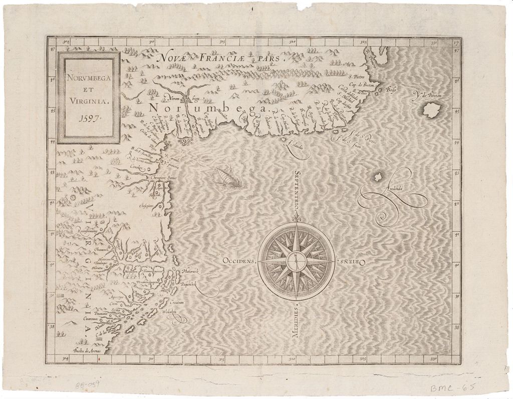 Miniature of Norumbega et Virginia, 1597