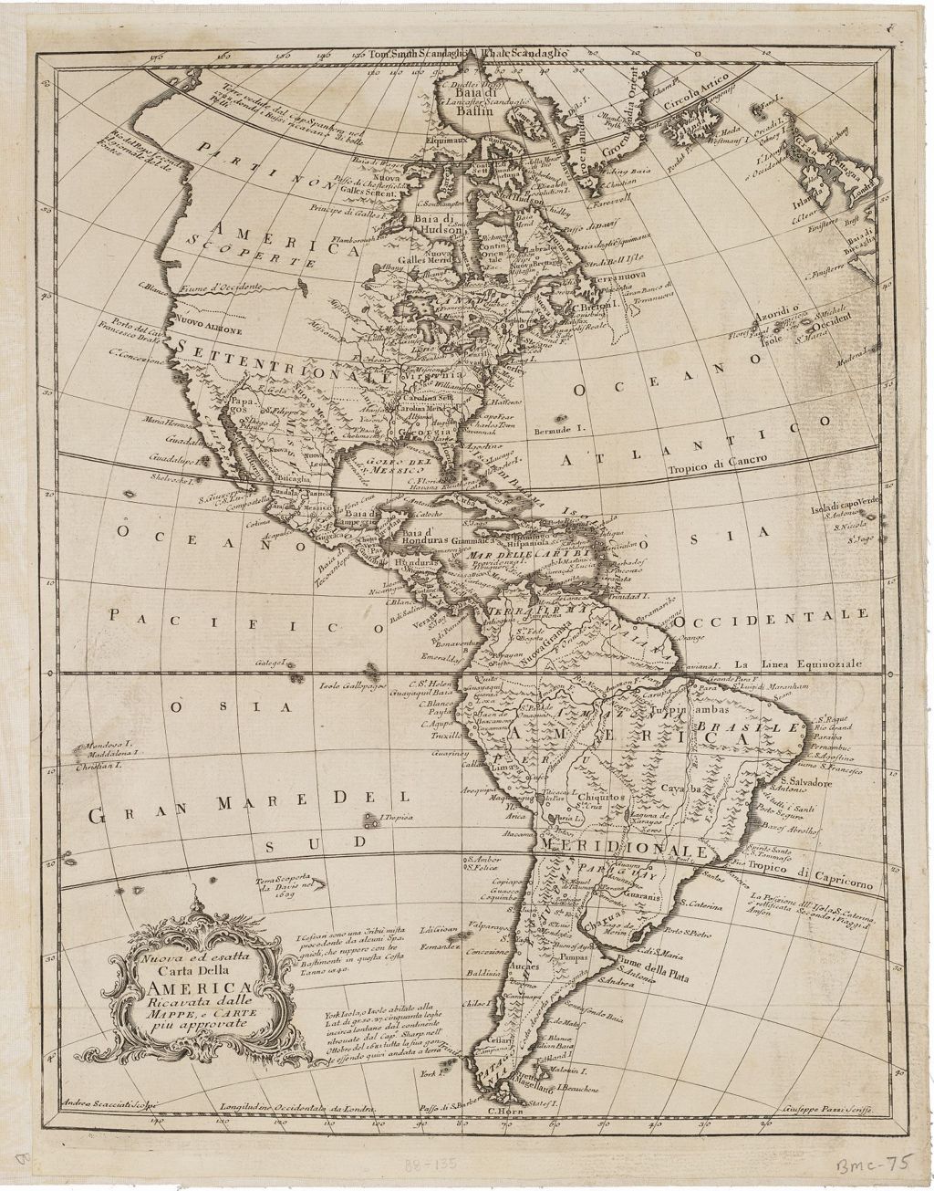 Miniature of Nuova ed esatta Carta Della America Ricavata dale Mappe, e carte piu approvate, 1763