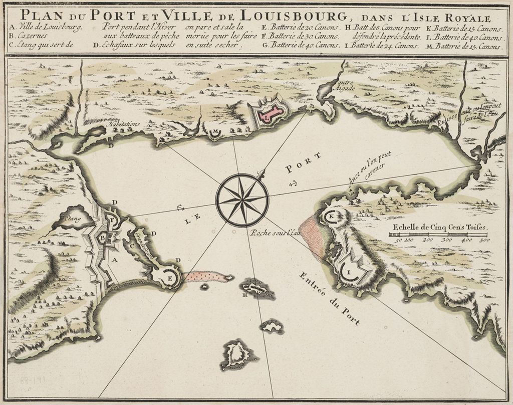 Miniature of Plan du Port et Ville de Louisbourg, dans Isle Royale, circa 1744
