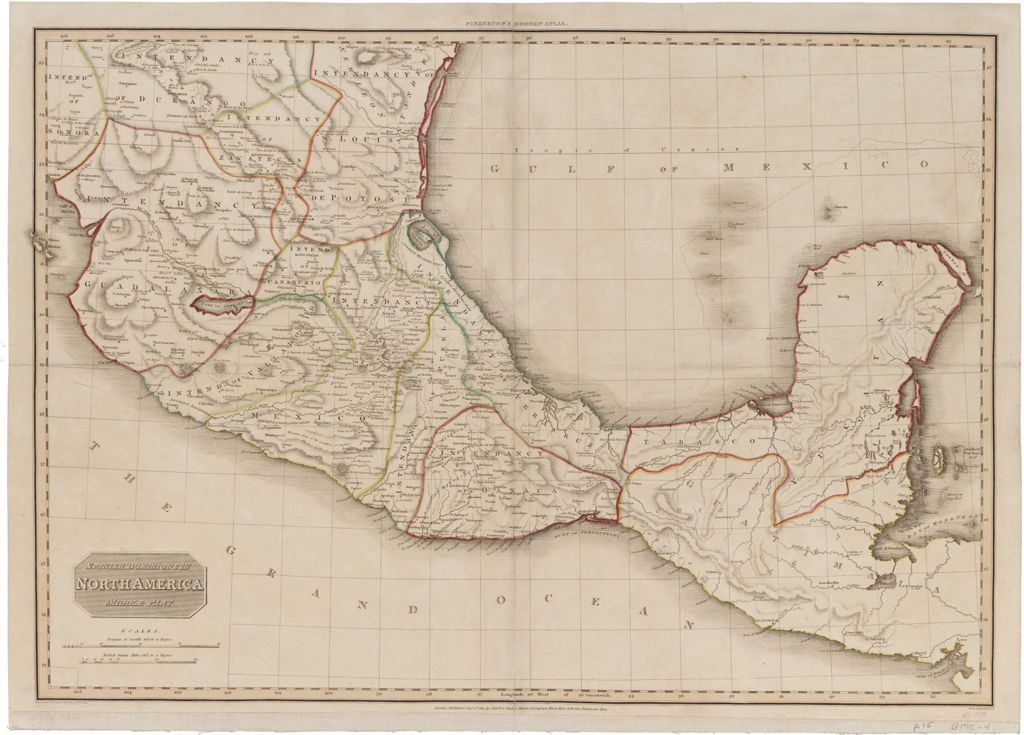 Miniature of Spanish Dominions in North America, Middle Part; 1811