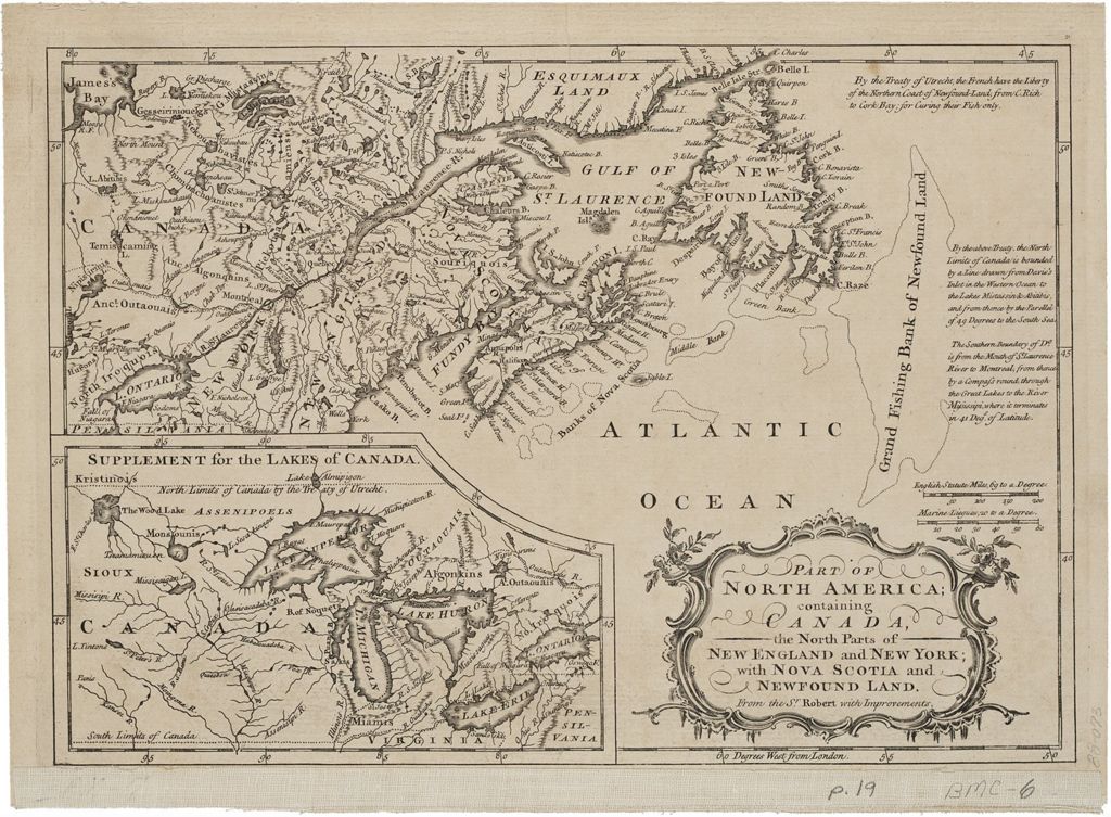 Miniature of Part of North America containing Canada, the North parts of New England and New York; with Nova Scotia and New found Land; 1759