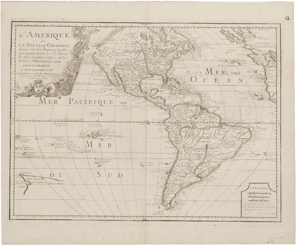 Miniature of L'Amerique, ou, Le nouveau continent : dressesur les memoires les plus nouveaux et sur les relations les plus recentes, rectifiez sur les dernieres observations.  1742, 1742