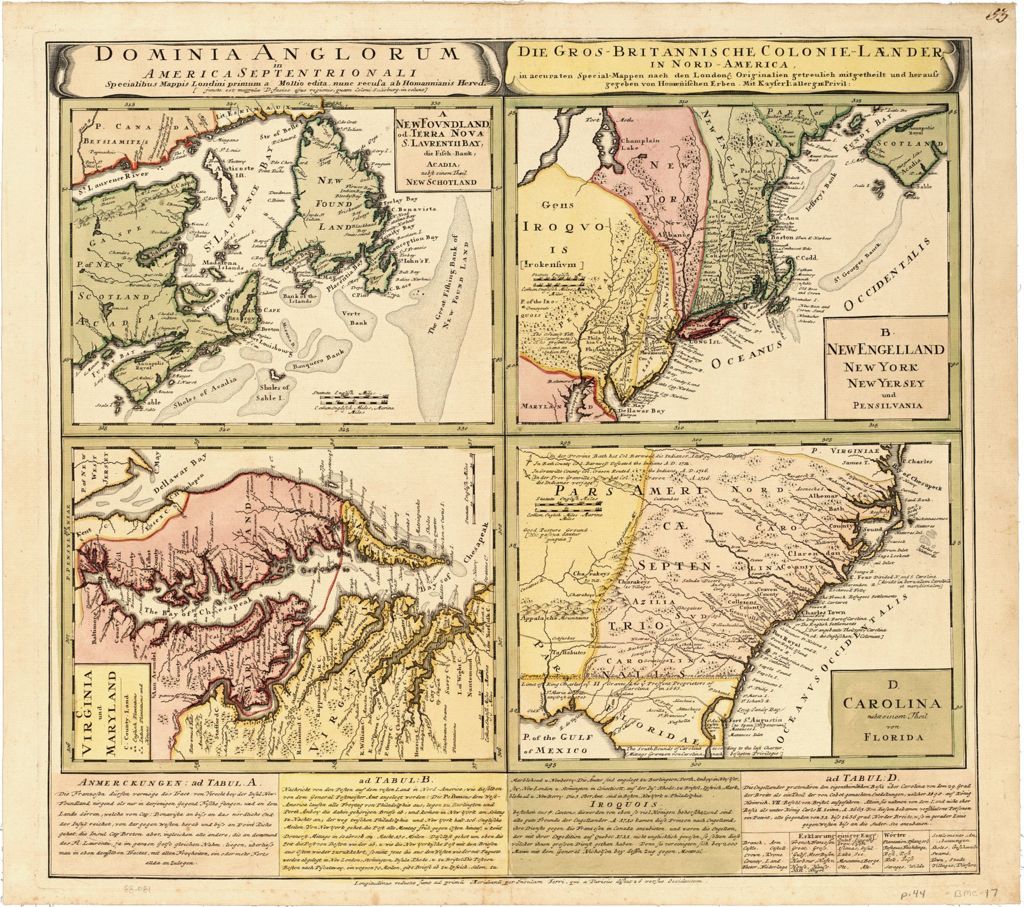 Miniature of Dominia Anglorum in America Septentrionali, circa 1745