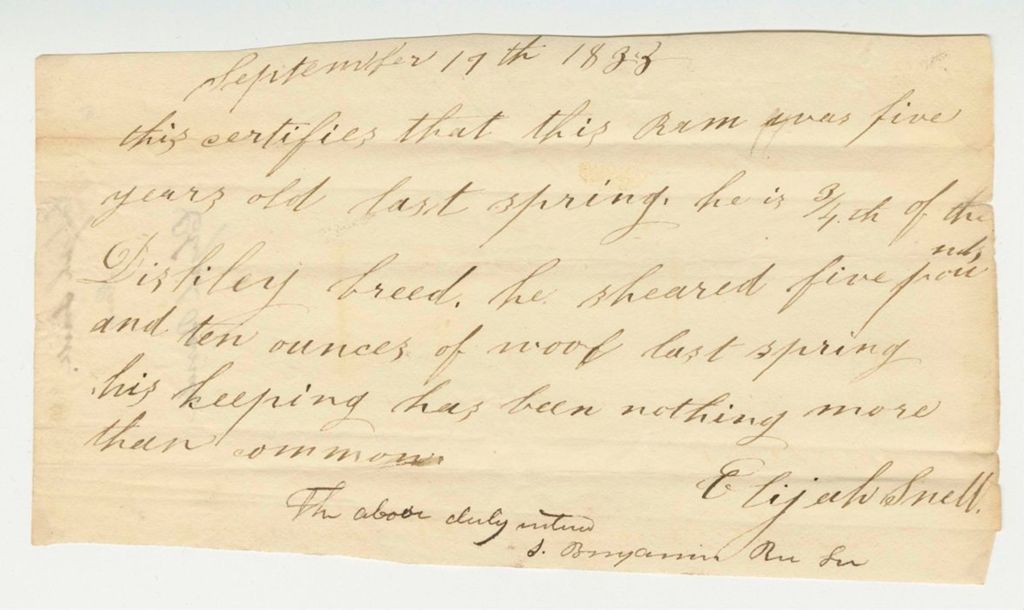 Miniature of Notice on Ram Inspection, 1833-09-17