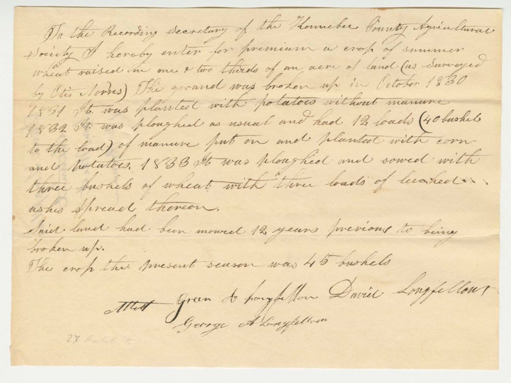 Miniature of Notice of Premiums for Summer Wheat, 1833