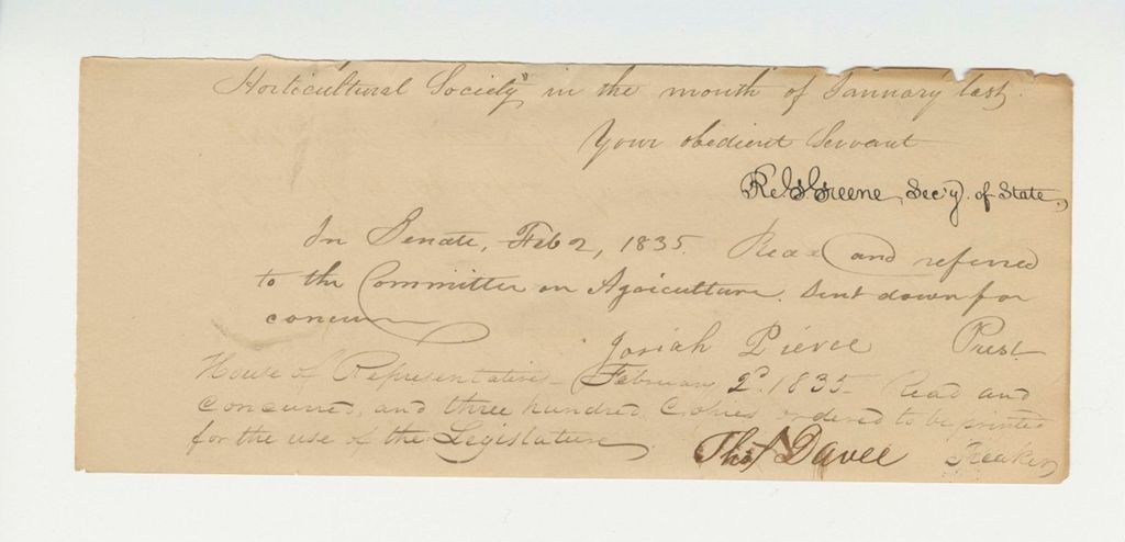 Miniature of Note to the President of the Senate and Speaker of the House, 1835-02-02