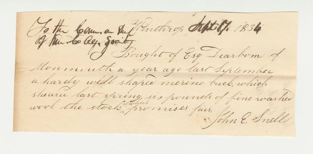 Miniature of John Snell Statement on Buck, 1834-09-17