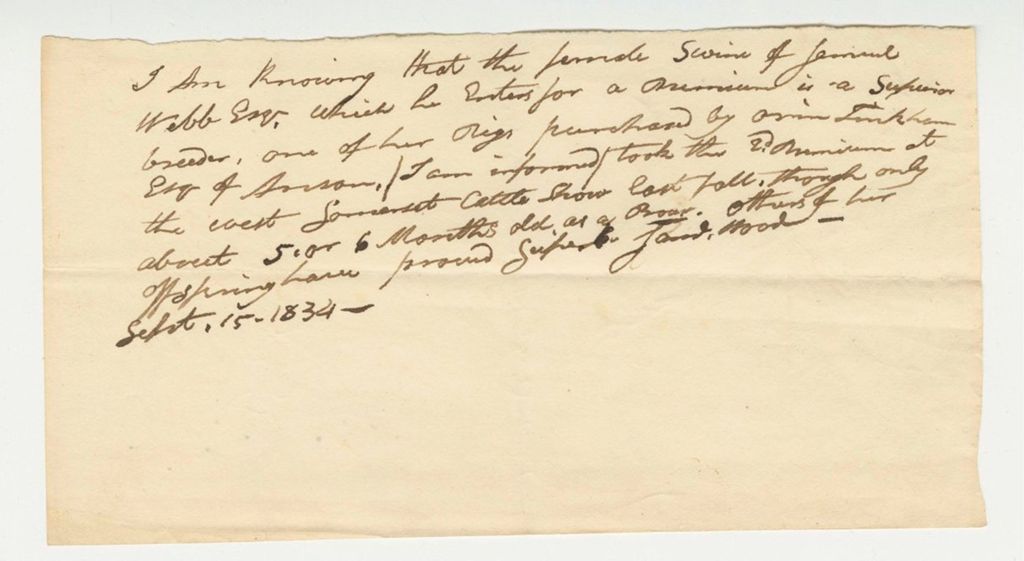 Miniature of Statement of Samuel Webb on Sow, 1834-09-15