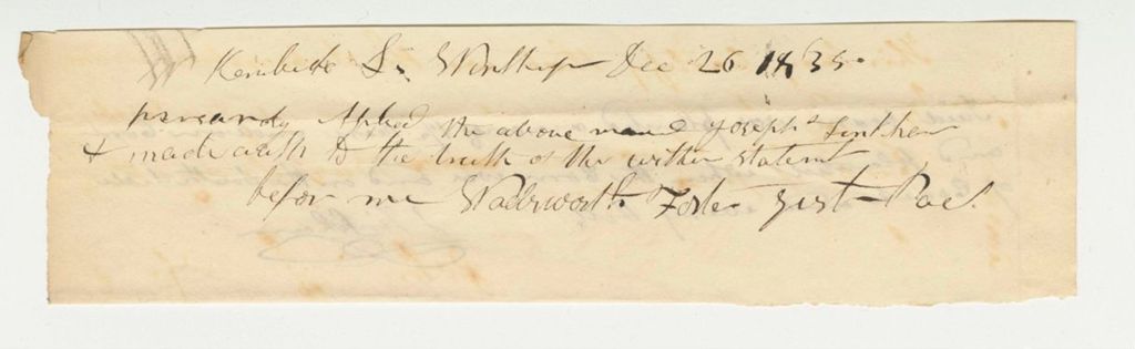 Miniature of Statement of Joseph Tinkham on Corn, 1835-12-26