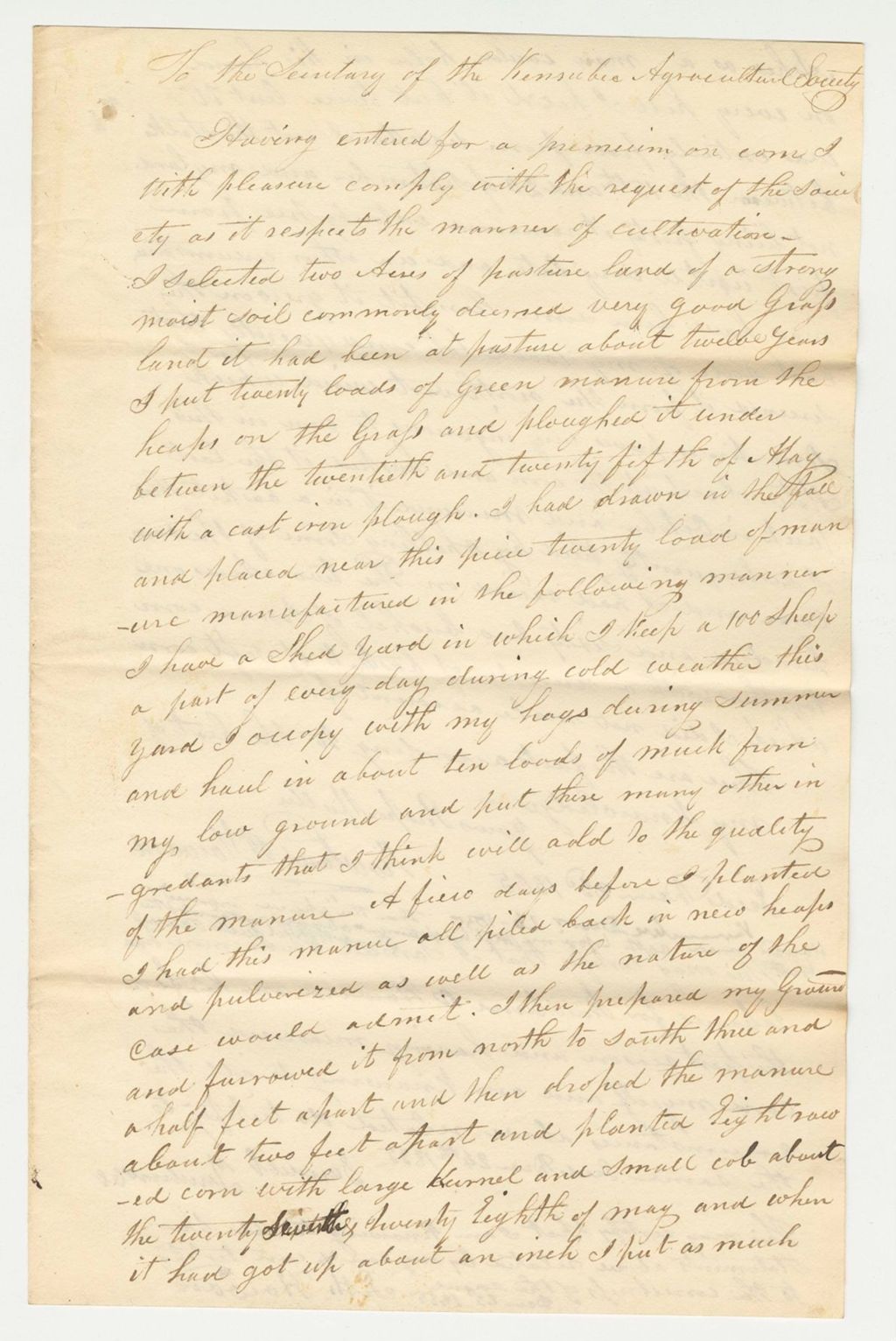 Miniature of Statement of R.B. Howard on Corn, 1835-12-24
