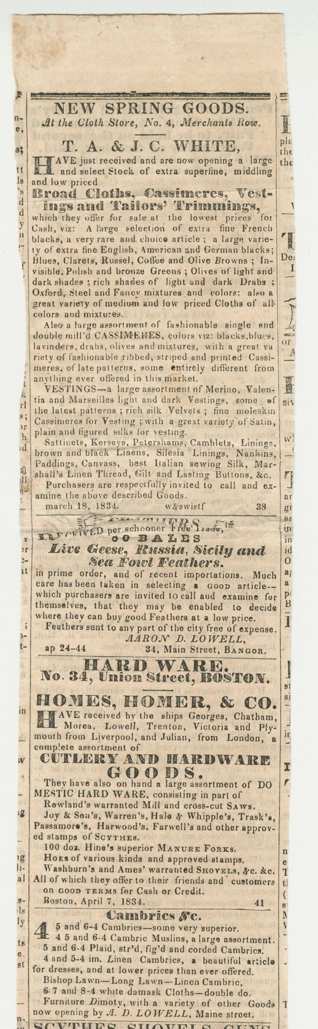 Miniature of Newspaper Clipping of Penobscot Agricultural Society Exhibition, 1834-10