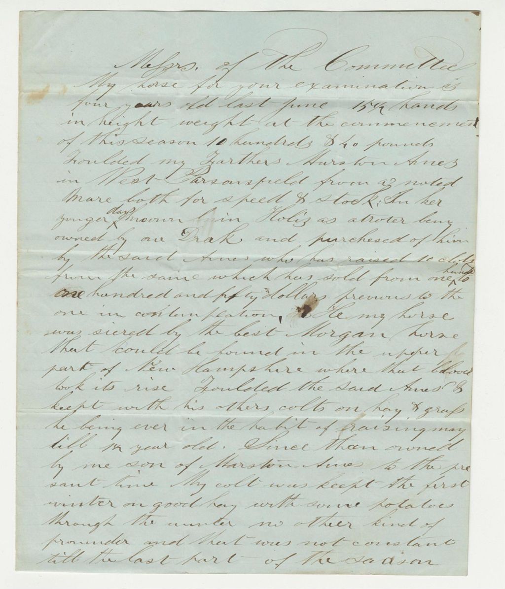 Miniature of Description on Ames Horse, 1847-10-12