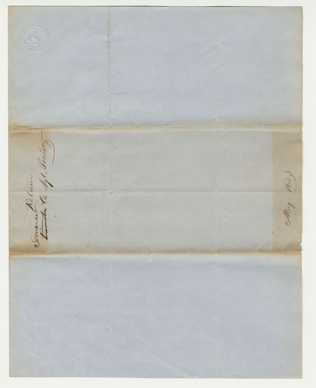 Miniature of Returns for West Somerset County Agricultural Society, 1853-05-09