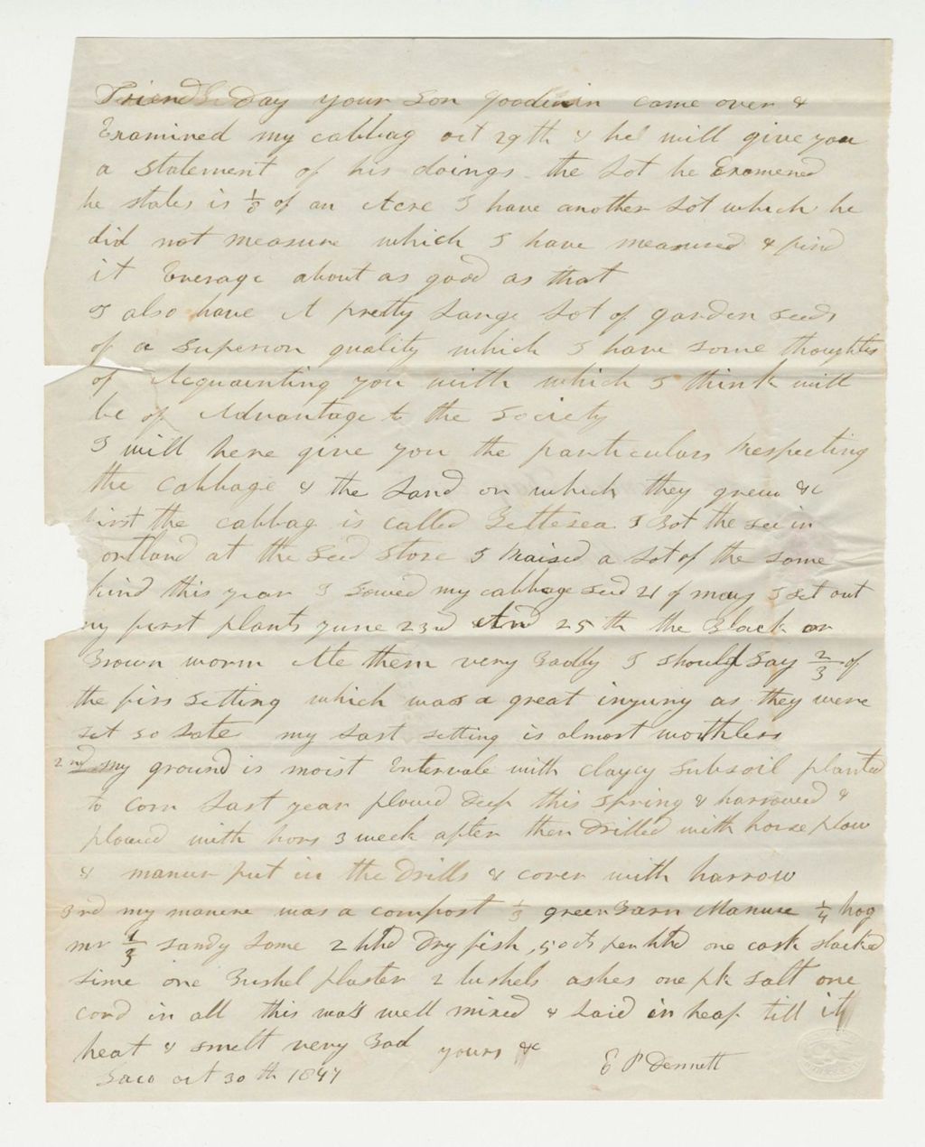 Miniature of Letter for Mr. Thomas Day of Biddeford, 1847-10-30