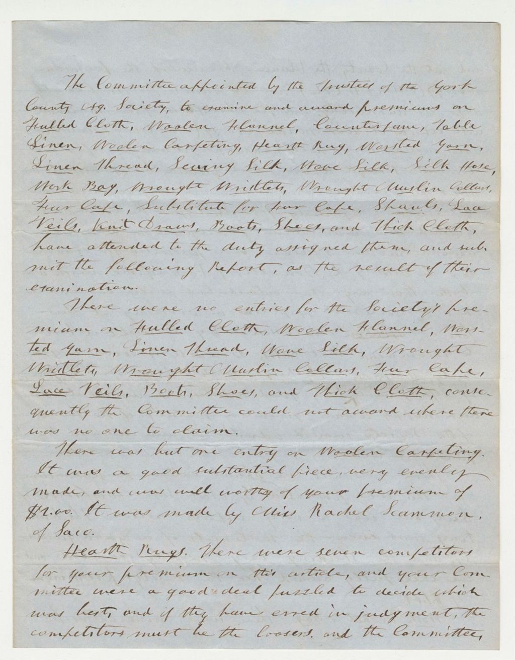 Miniature of Report on Committee on Textile Craft, 1847