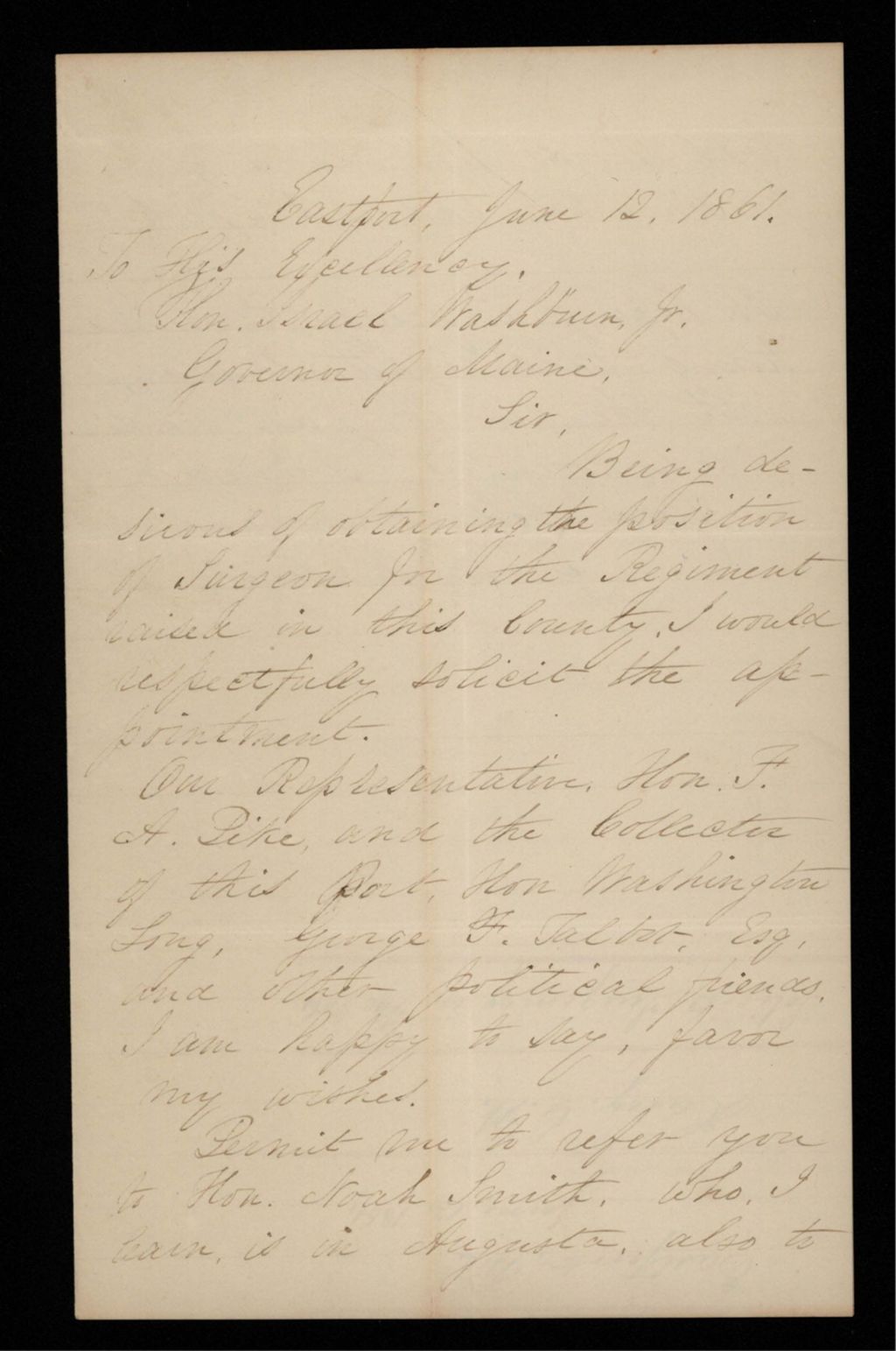 Miniature of George W. Haley requests a position as surgeon