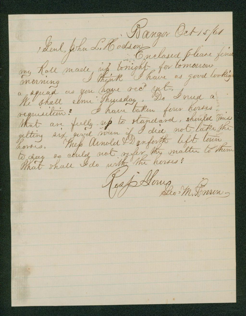 Miniature of George M. Brown forwards list of recruits
