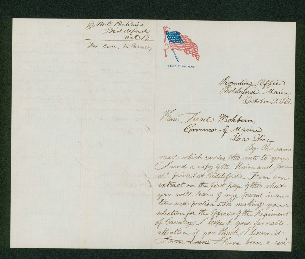 Miniature of J.M.C. Perkins requests a position in the cavalry