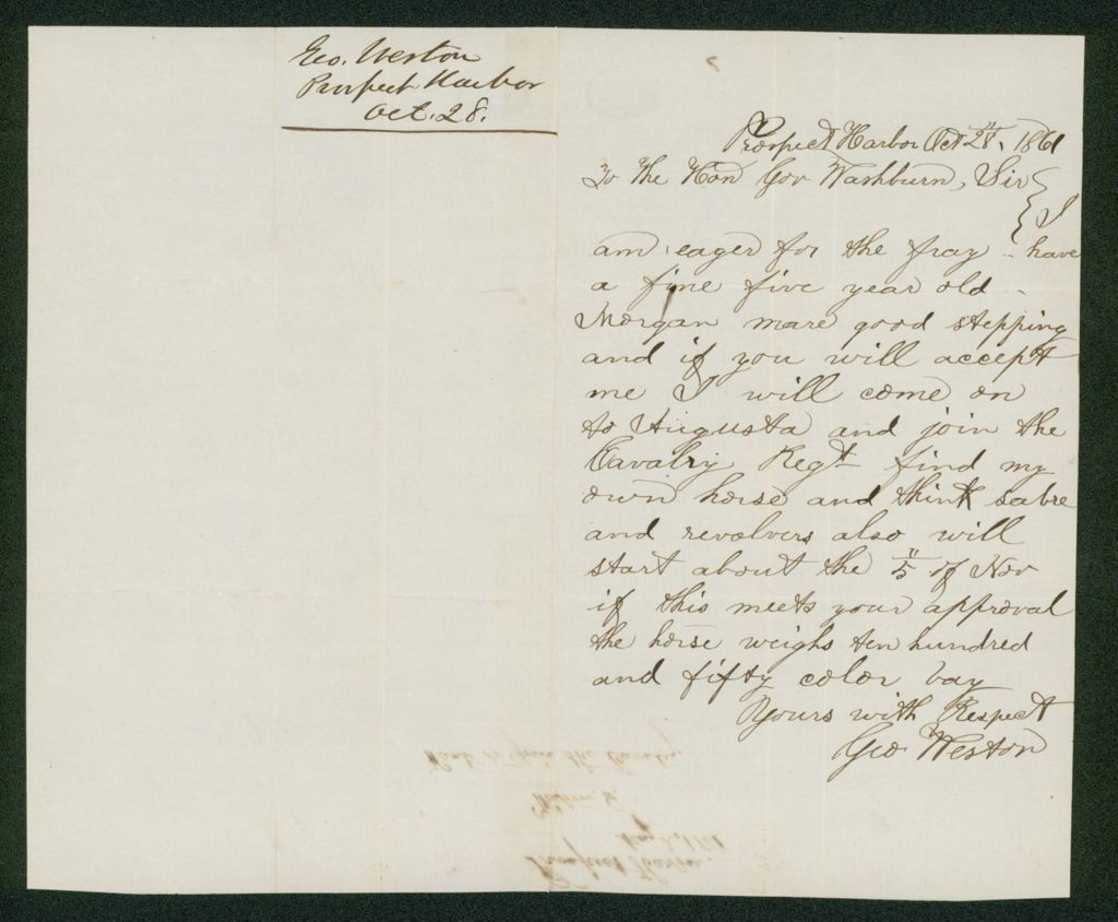 Miniature of George Weston wishes to join the cavalry