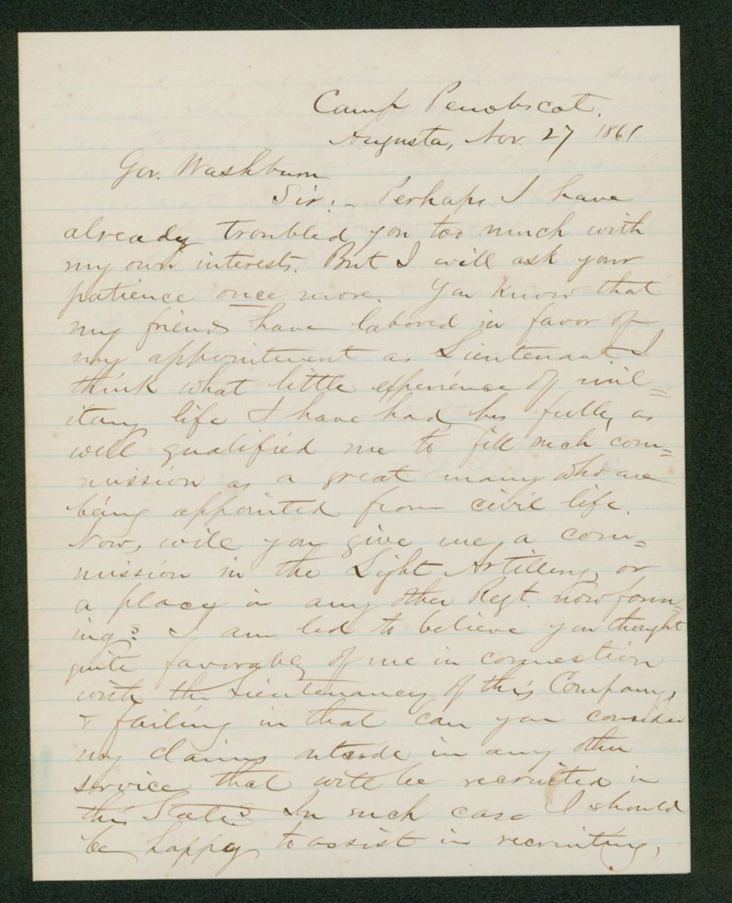 Miniature of J.W. Bartlett requests a commission