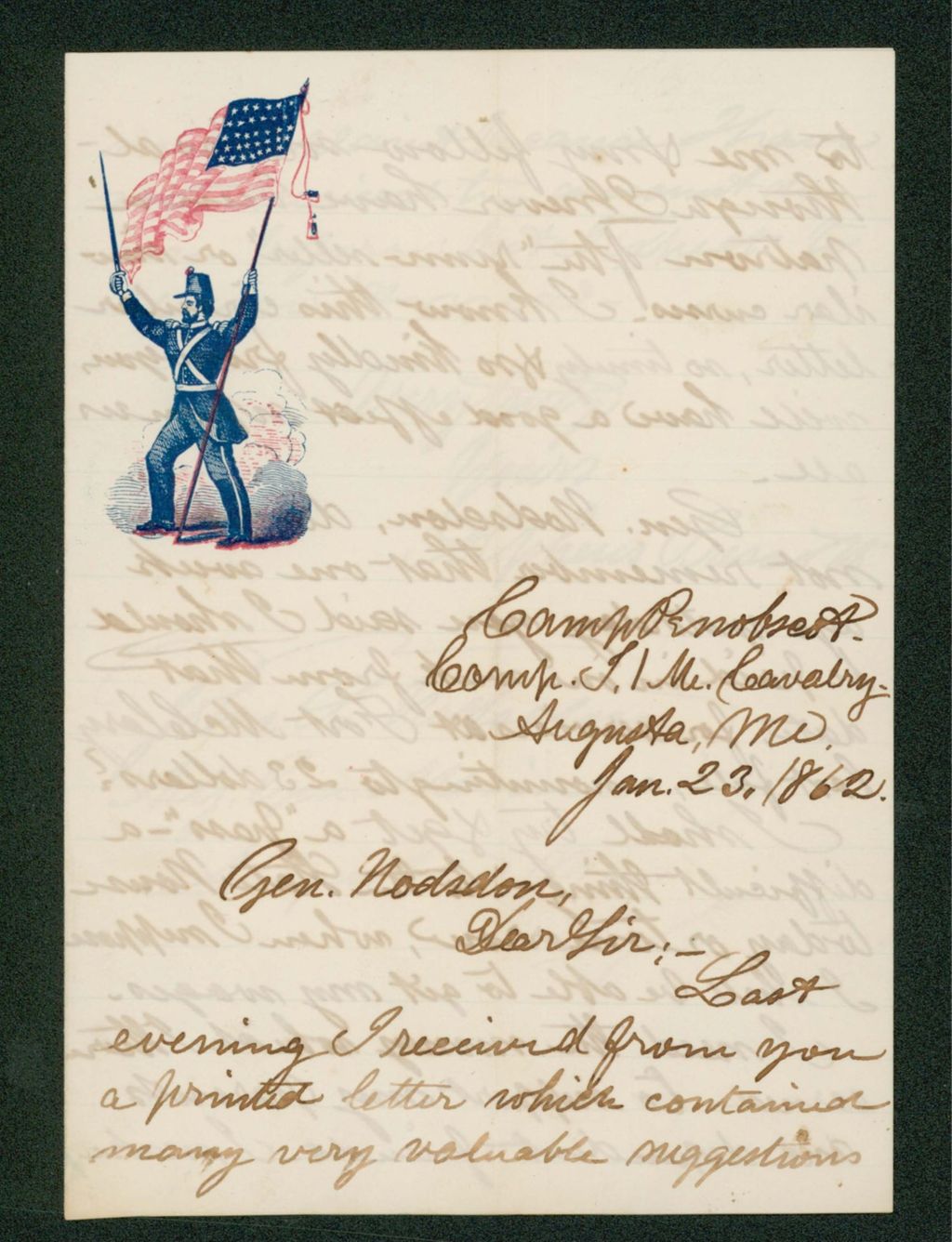 Miniature of Alpheus Prescott requests payment for his service at Fort McClary in 1861