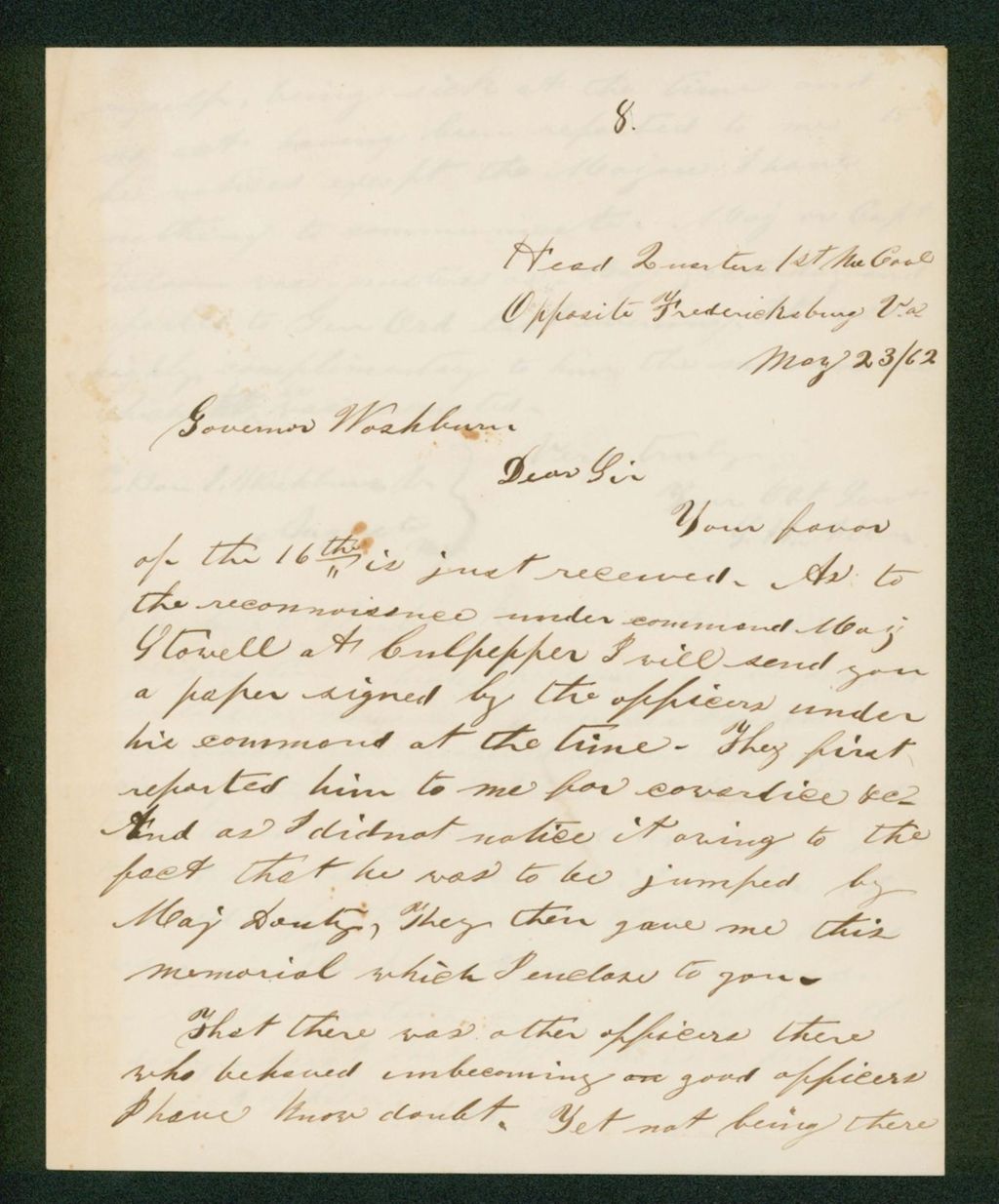 Miniature of S.H. Allen reports Major Stowell for cowardice