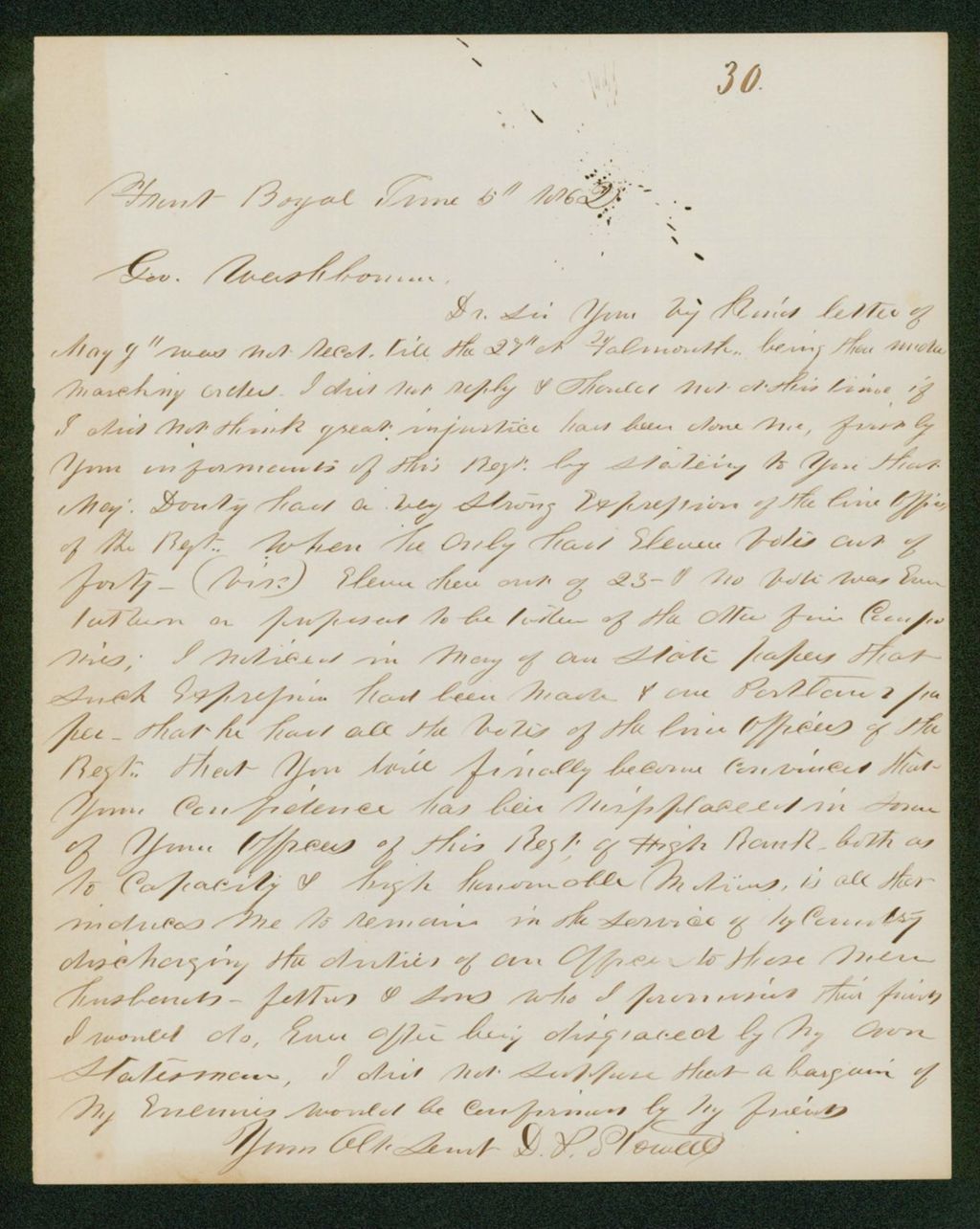 Miniature of D.P. Stowell writes Governor Washburn about the injustices done to him
