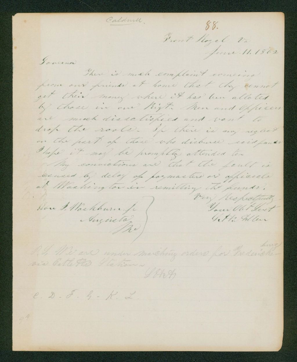 Miniature of Colonel Allen reports discontent in the regiment about lack of pay