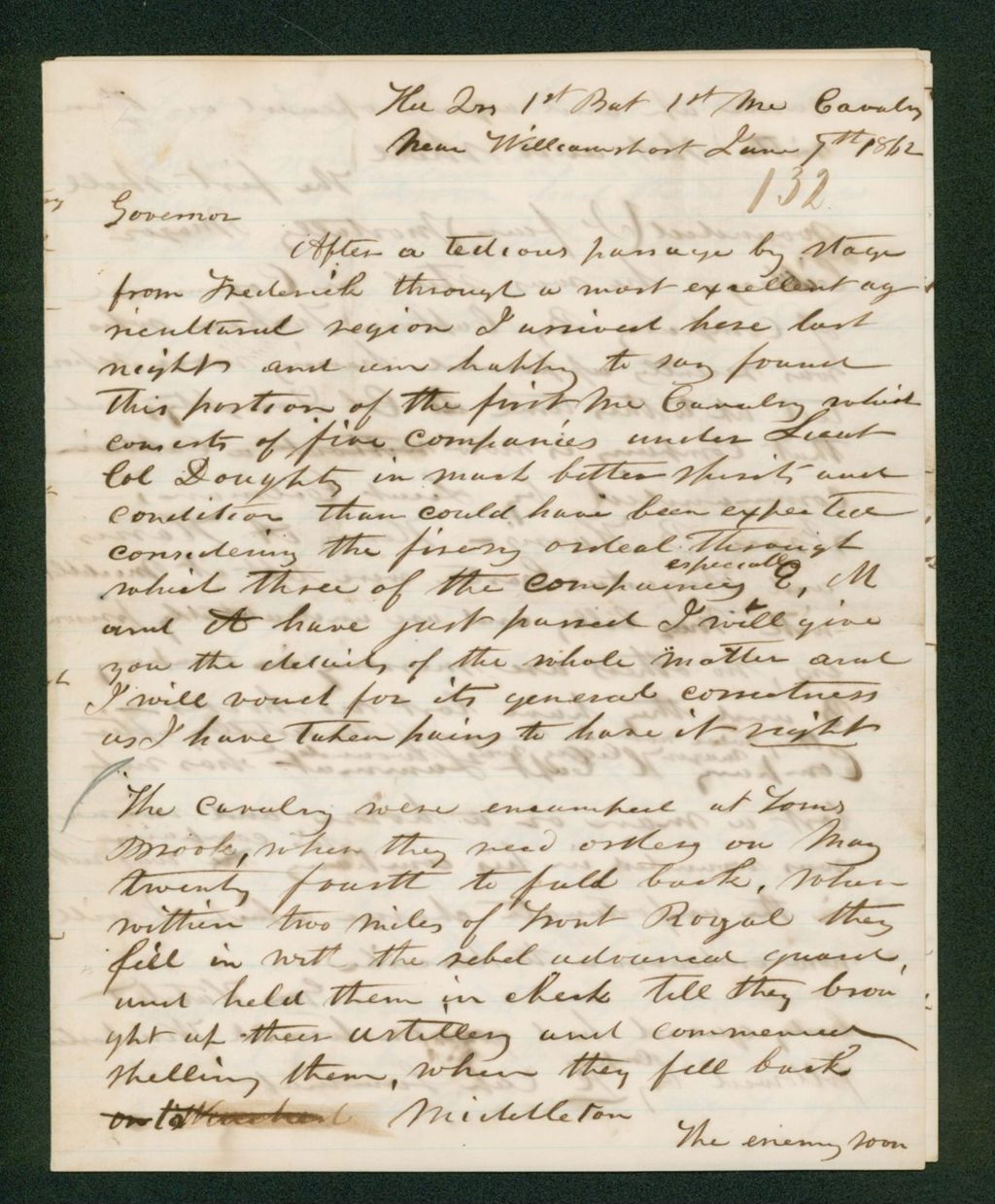 Miniature of Colonel John Goddard sends a battle report to Governor Washburn