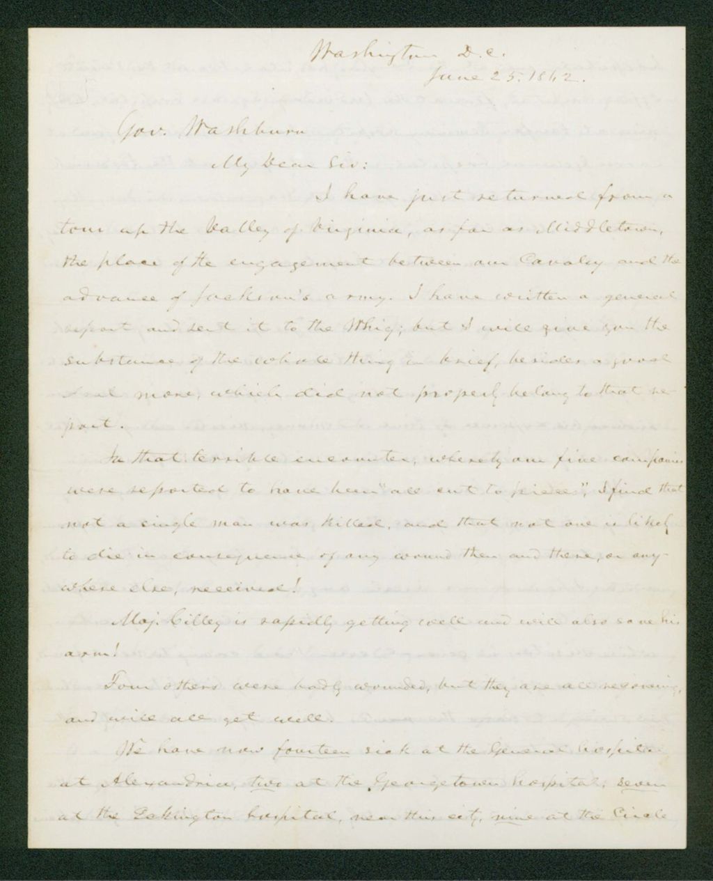 Miniature of Reverend B.F. Tefft reports on the sick and wounded