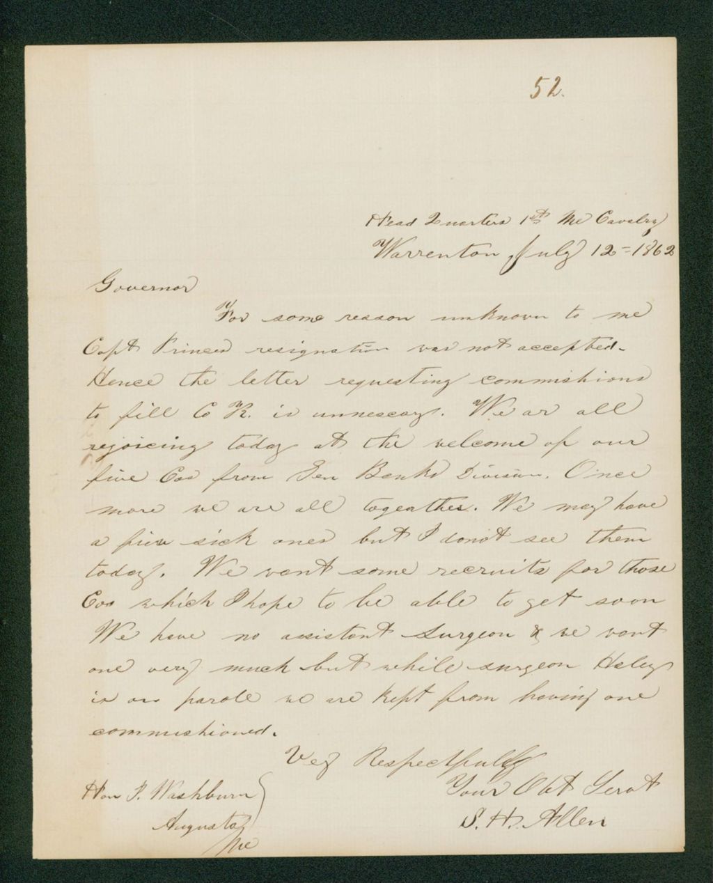 Miniature of Colonel Allen withdraws his requests for commissions