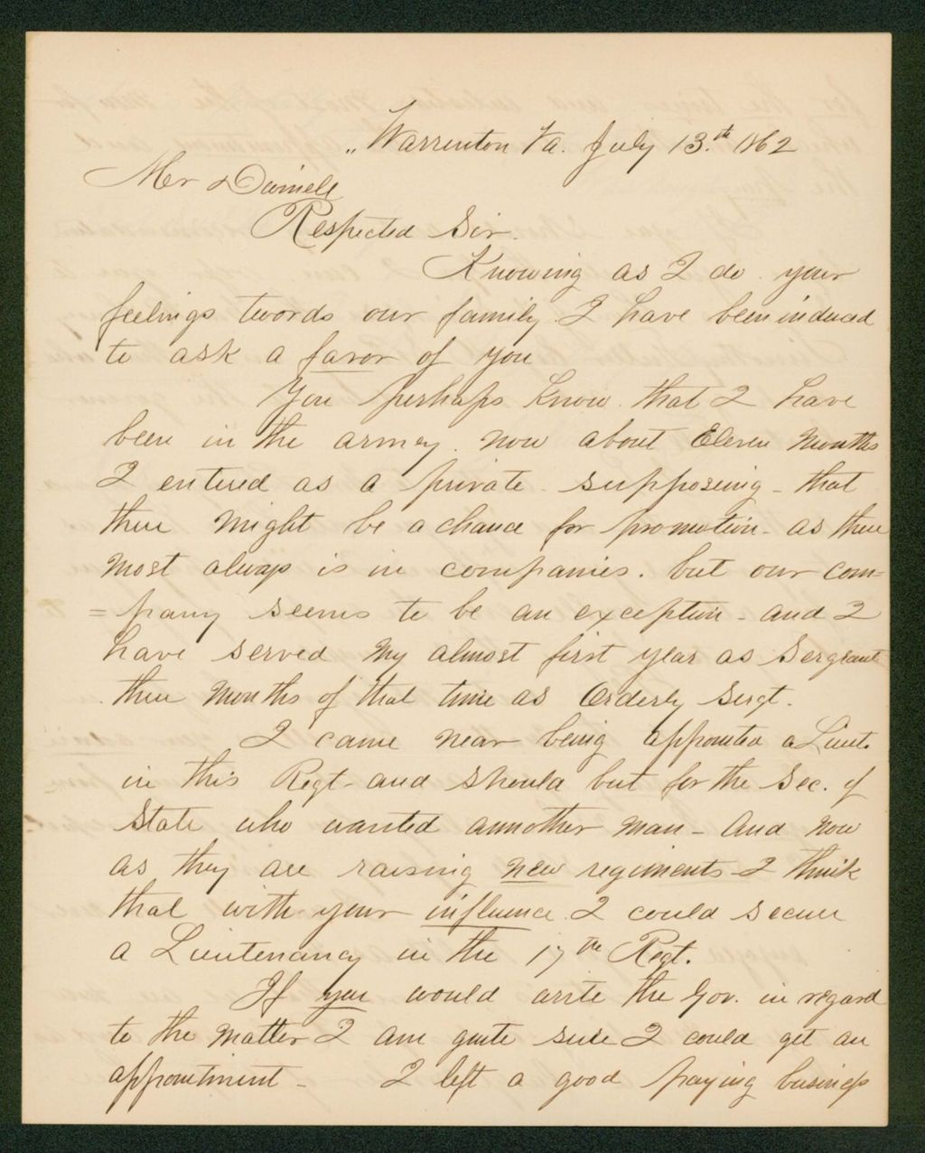 Miniature of Julius M. Leuzarder requests a promotion