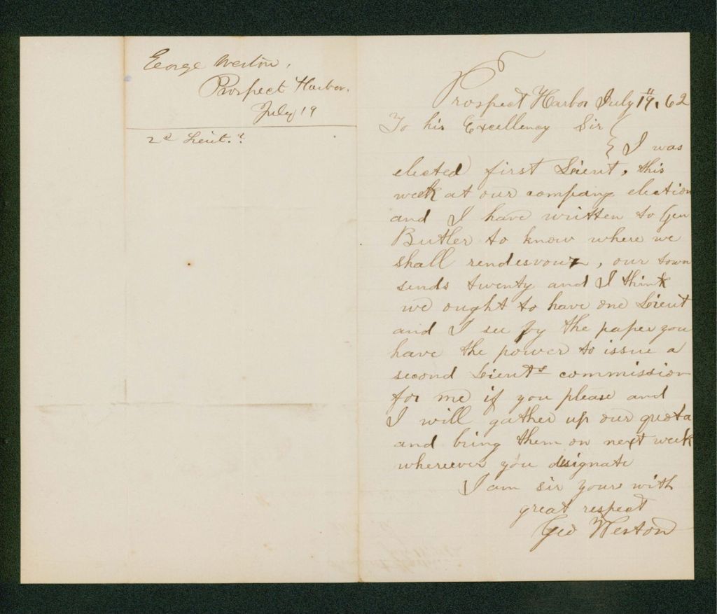 Miniature of George Weston requests to know rendezvous point