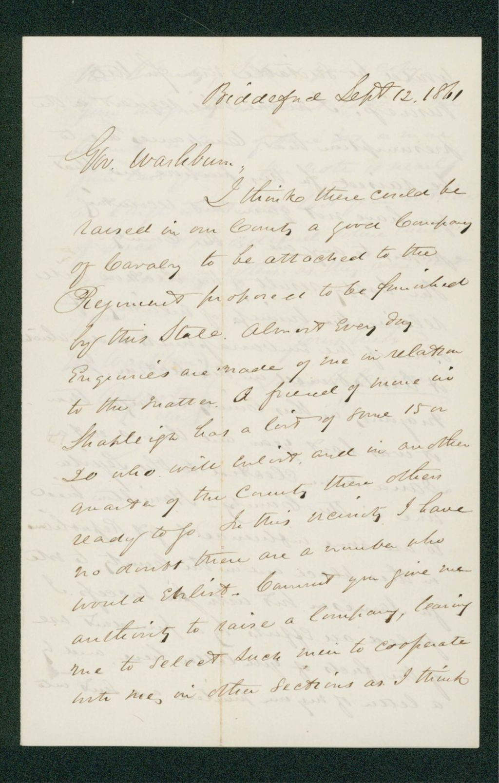 Miniature of Louis Cowan wishes to recruit men from York County for the cavalry