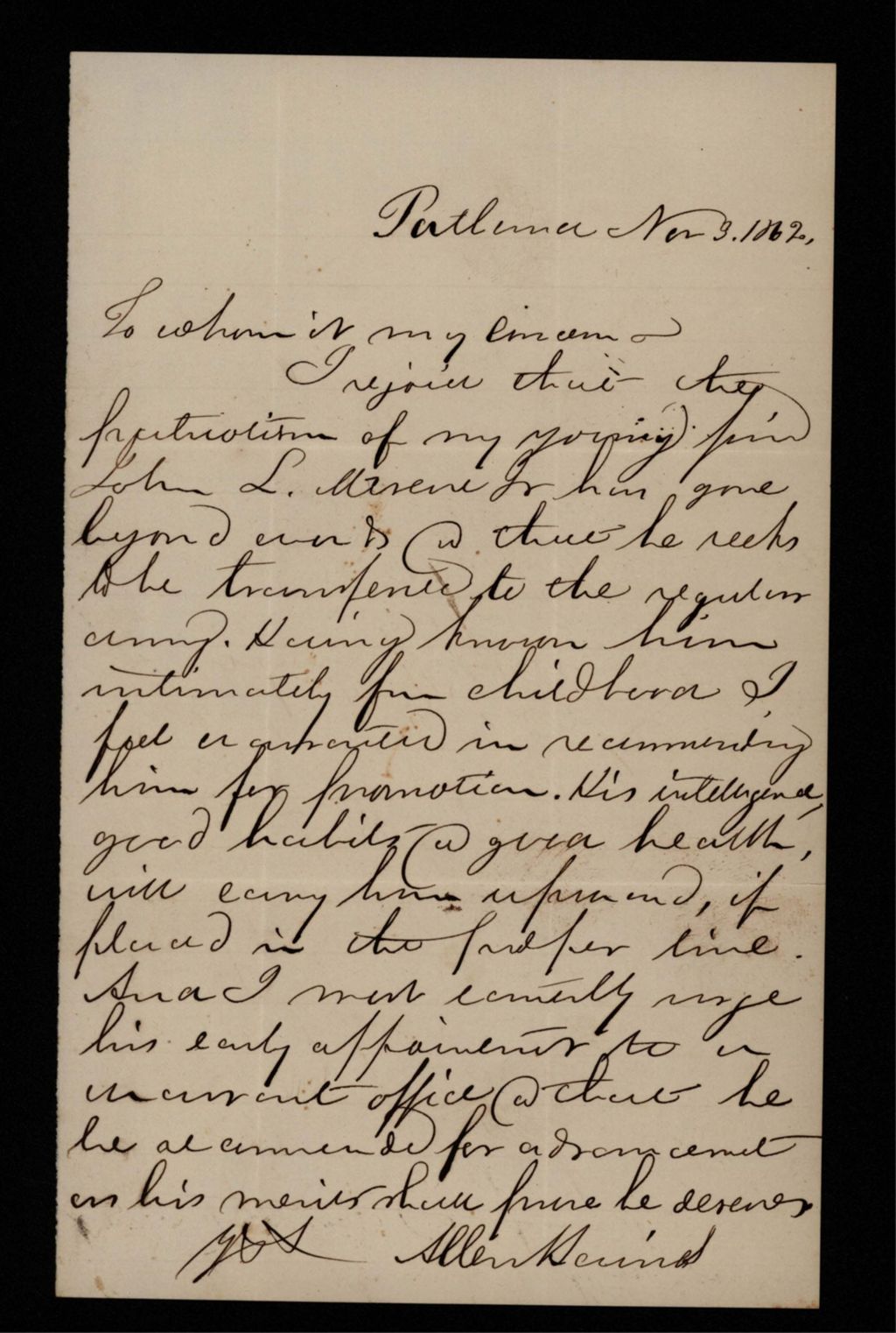 Miniature of Recommendation for John L. Meserve